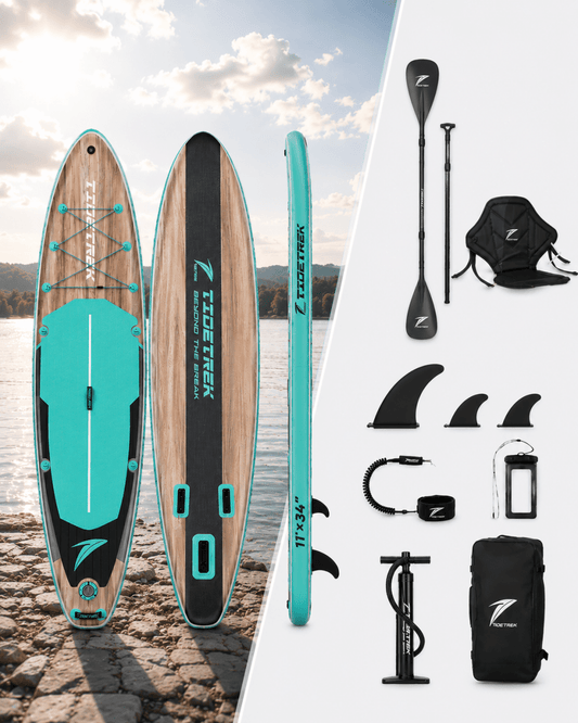 Glidark Explorer Inflatable Paddle Board 11ft Complete Kit with Kayak Seat, Double-blade Kayak Paddle - Glidark Outdoor Inc.